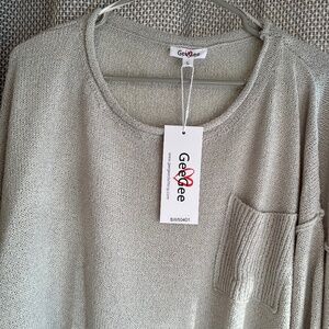 NWOT GeeGee Oversized Sweater with Pocket, Light Grey, Large